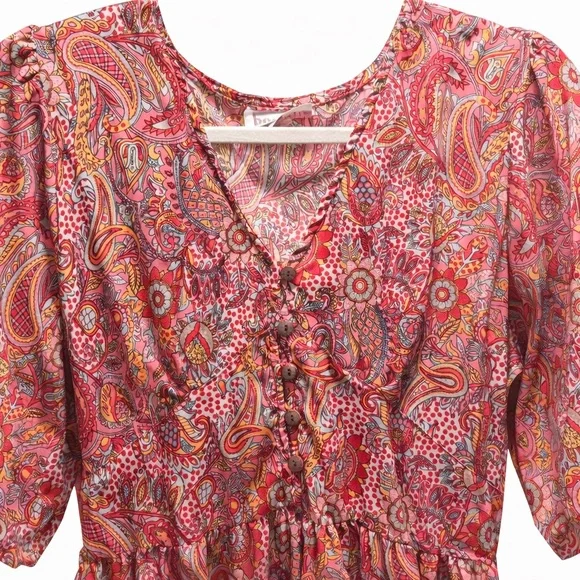 Boemo Pink Paisley Boho Maxi Dress | Size L 🌸🌸🌸 Beautiful! - Picture 6 of 10